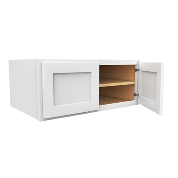 15 Inch High Above Refrigerator Deep Wall Bridge Cabinet - Luxor White Shaker - Ready To Assemble, 36"W x 15"H x 24"D