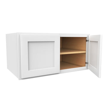 18 Inch High Above Refrigerator Deep Wall Bridge Cabinet - Luxor White Shaker - Ready To Assemble, 36