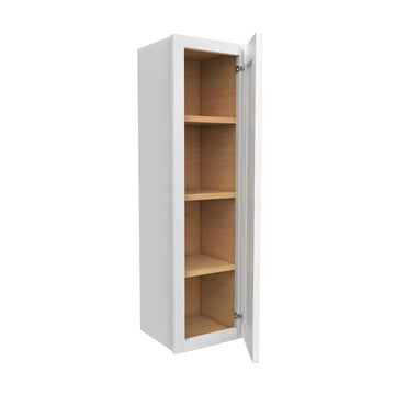 42 Inch High Single Door Wall Cabinet - Luxor White Shaker - Ready To Assemble, 12"W x 42"H x 12"D