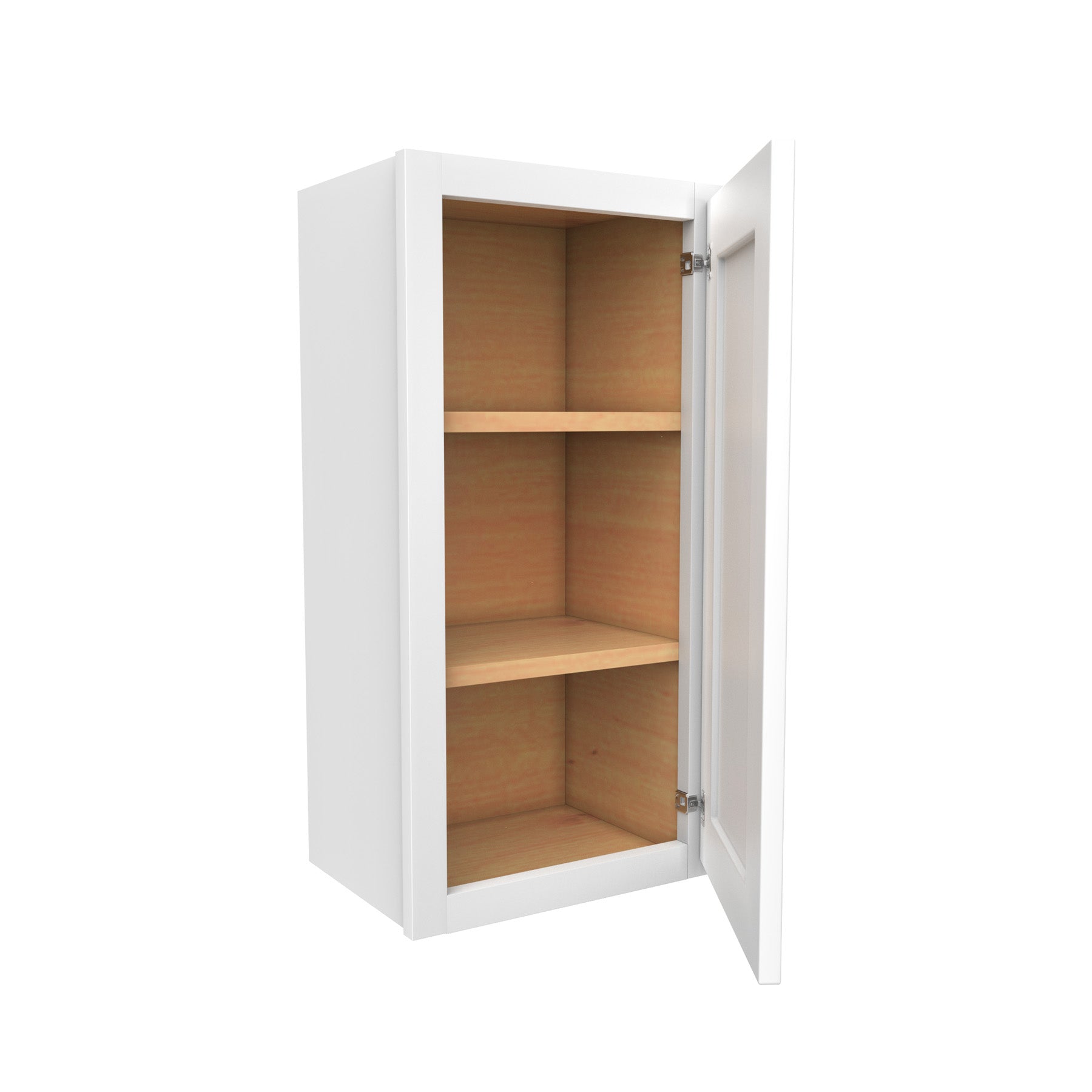 30 Inch High Single Door Wall Cabinet - Luxor White Shaker - Ready To Assemble, 15"W x 30"H x 12"D