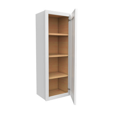 42 Inch High Single Door Wall Cabinet - Luxor White Shaker - Ready To Assemble, 15"W x 42"H x 12"D