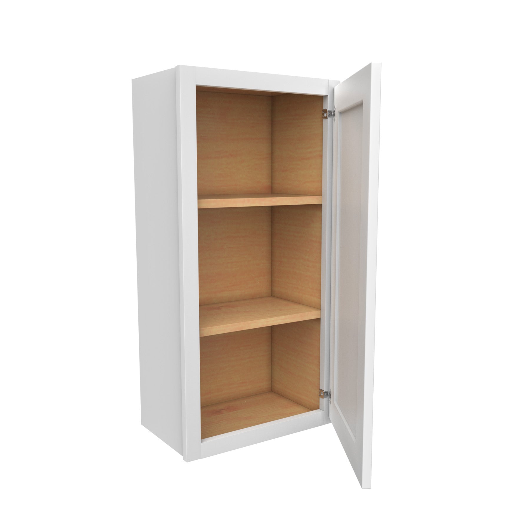 36 Inch High Single Door Wall Cabinet - Luxor White Shaker - Ready To Assemble, 18"W x 36"H x 12"D