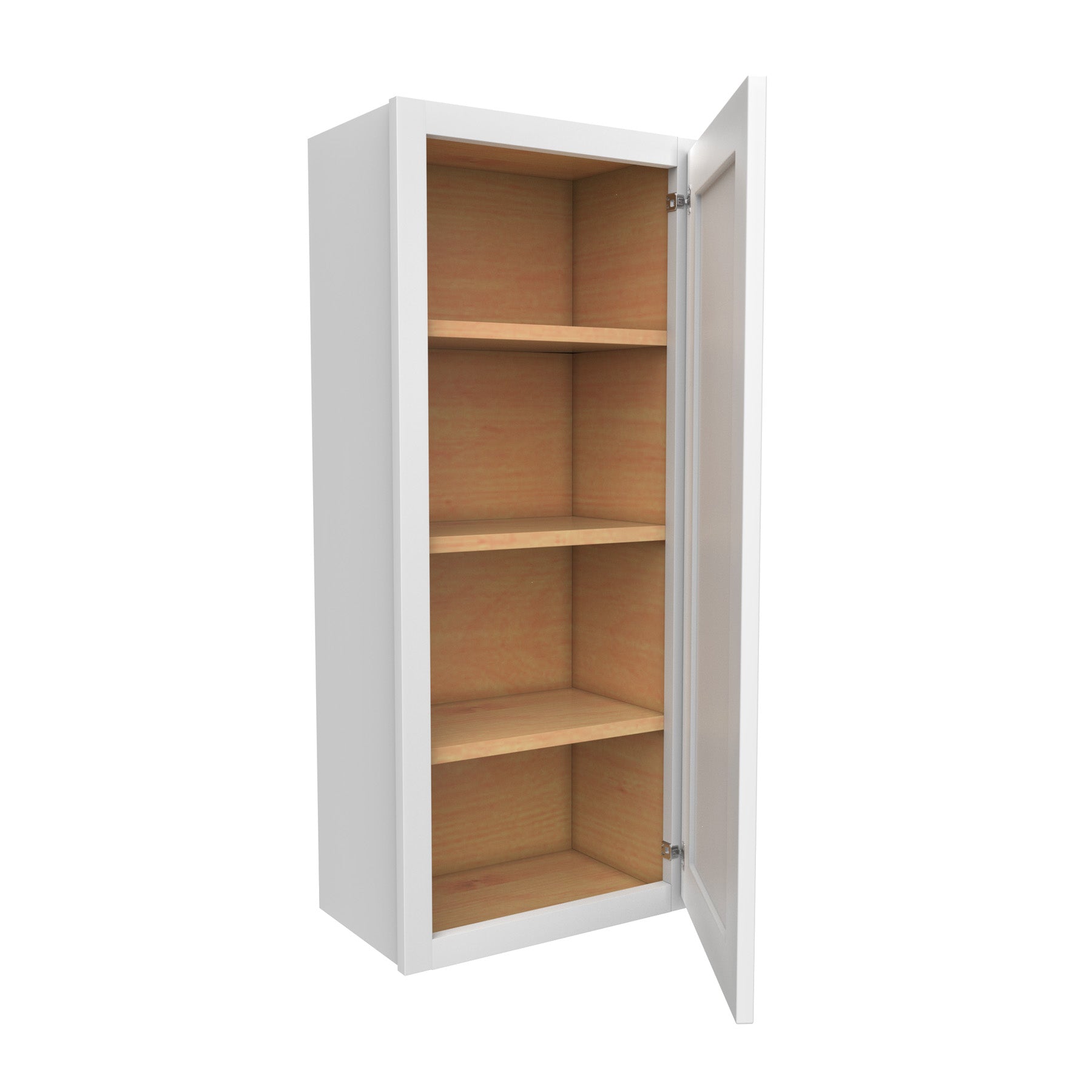 42 Inch High Single Door Wall Cabinet - Luxor White Shaker - Ready To Assemble, 18"W x 42"H x 12"D