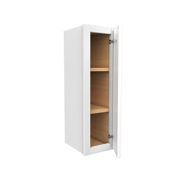 30 Inch High Single Door Wall Cabinet - Luxor White Shaker - Ready To Assemble, 9"W x 30"H x 12"D
