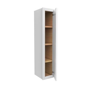 42 Inch High Single Door Wall Cabinet - Luxor White Shaker - Ready To Assemble, 9"W x 42"H x 12"D