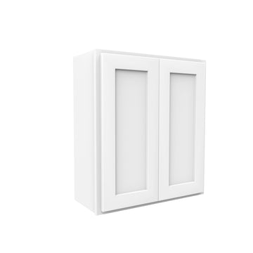 30 Inch High Double Door Wall Cabinet - Luxor White Shaker - Ready To Assemble, 27