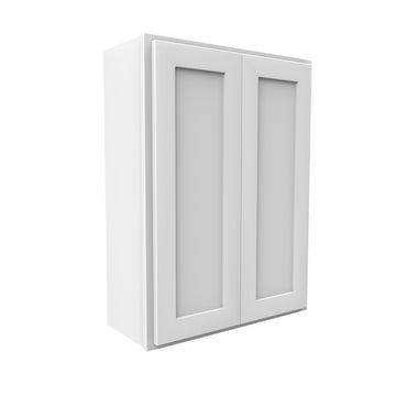 36 Inch High Double Door Wall Cabinet - Luxor White Shaker - Ready To Assemble, 27