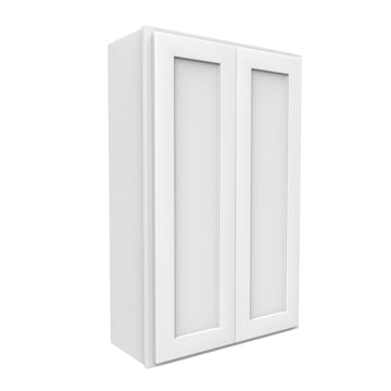 42 Inch High Double Door Wall Cabinet - Luxor White Shaker - Ready To Assemble, 27