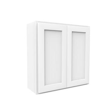 30 Inch High Double Door Wall Cabinet - Luxor White Shaker - Ready To Assemble, 30