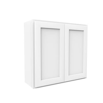 30 Inch High Double Door Wall Cabinet - Luxor White Shaker - Ready To Assemble, 33