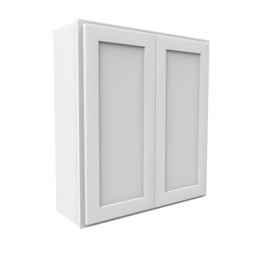 36 Inch High Double Door Wall Cabinet - Luxor White Shaker - Ready To Assemble, 33