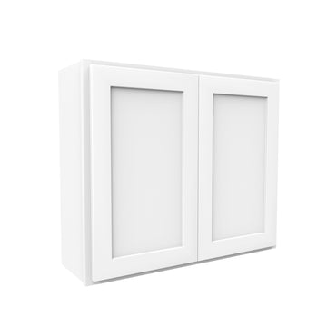 30 Inch High Double Door Wall Cabinet - Luxor White Shaker - Ready To Assemble, 36