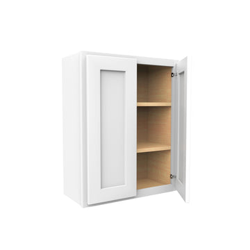 30 Inch High Double Door Wall Cabinet - Luxor White Shaker - Ready To Assemble, 24