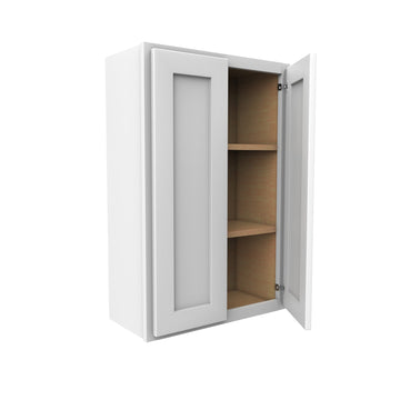 36 Inch High Double Door Wall Cabinet - Luxor White Shaker - Ready To Assemble, 24"W x 36"H x 12"D