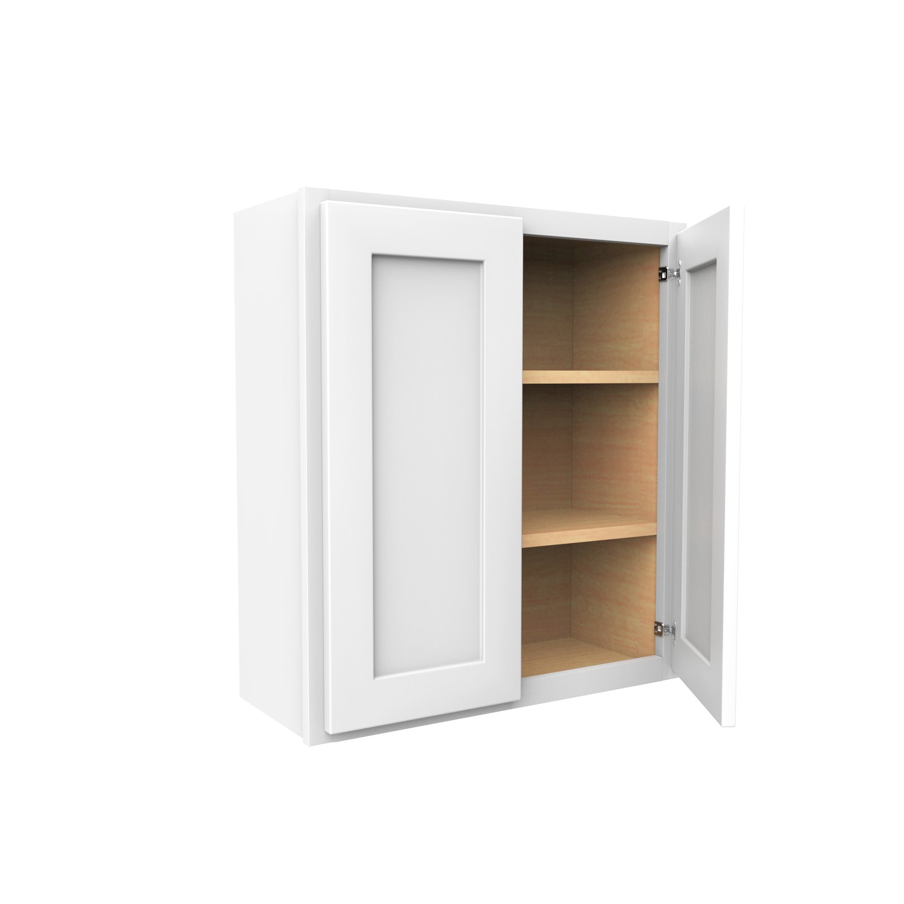 30 Inch High Double Door Wall Cabinet - Luxor White Shaker - Ready To Assemble, 27"W x 30"H x 12"D