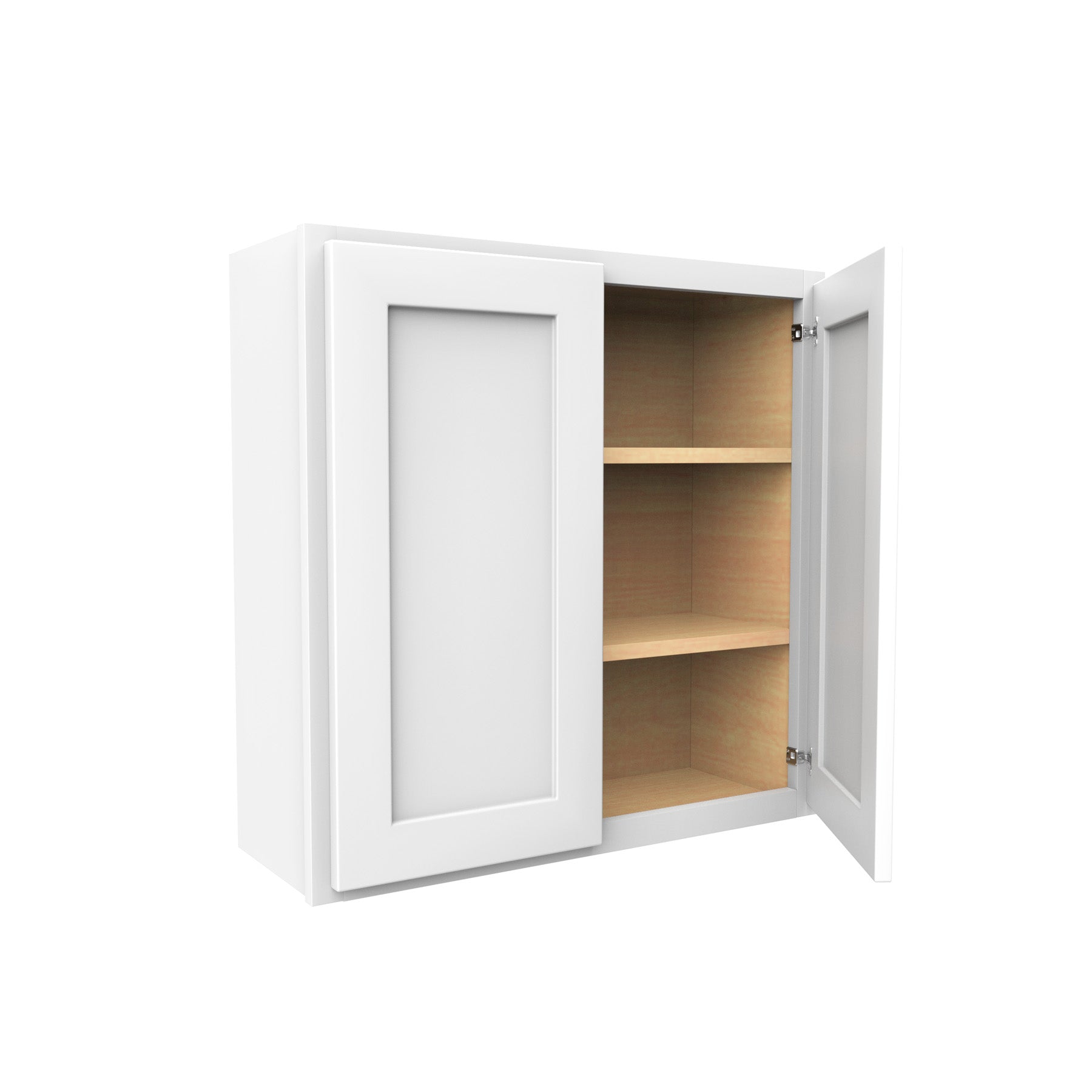30 Inch High Double Door Wall Cabinet - Luxor White Shaker - Ready To Assemble, 30"W x 30"H x 12"D
