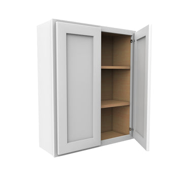 36 Inch High Double Door Wall Cabinet - Luxor White Shaker - Ready To Assemble, 30"W x 36"H x 12"D