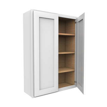 42 Inch High Double Door Wall Cabinet - Luxor White Shaker - Ready To Assemble, 30