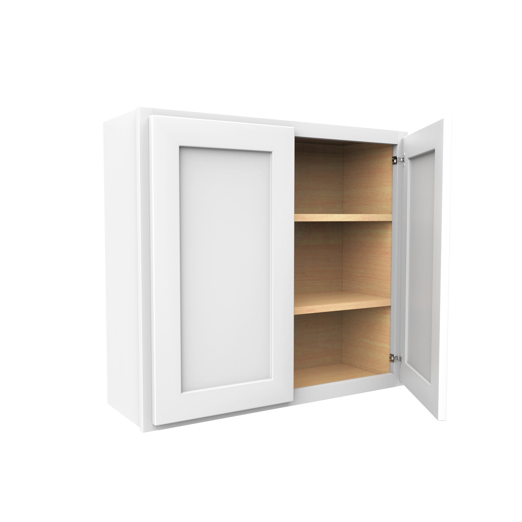 30 Inch High Double Door Wall Cabinet - Luxor White Shaker - Ready To Assemble, 33"W x 30"H x 12"D