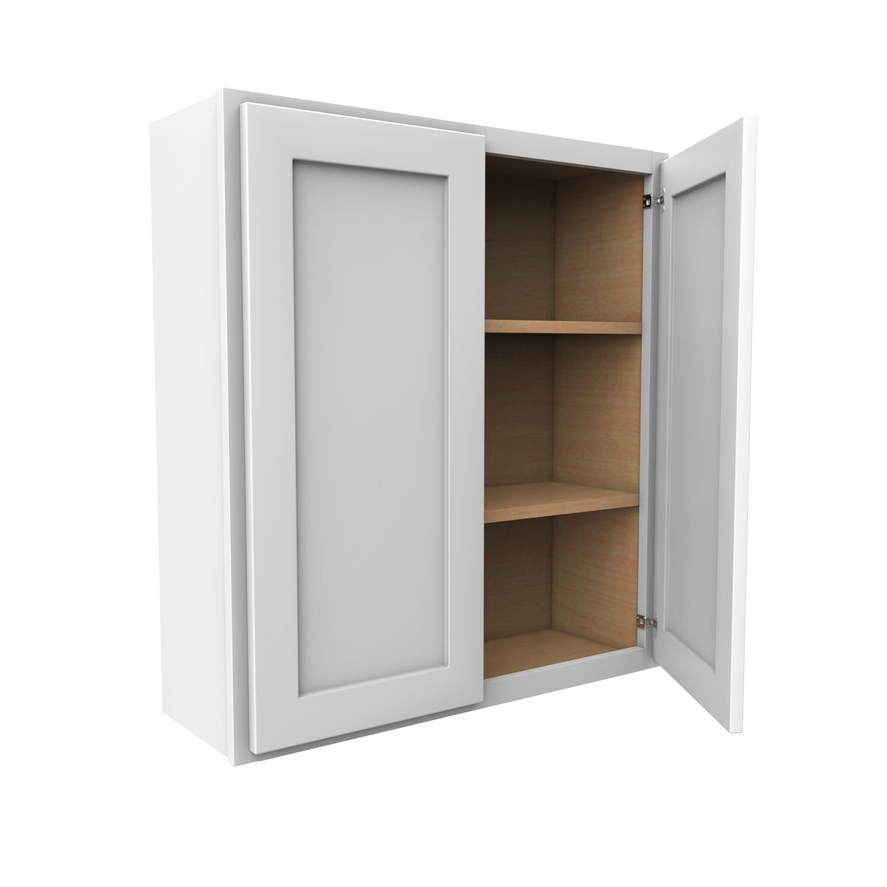 36 Inch High Double Door Wall Cabinet - Luxor White Shaker - Ready To Assemble, 33"W x 36"H x 12"D