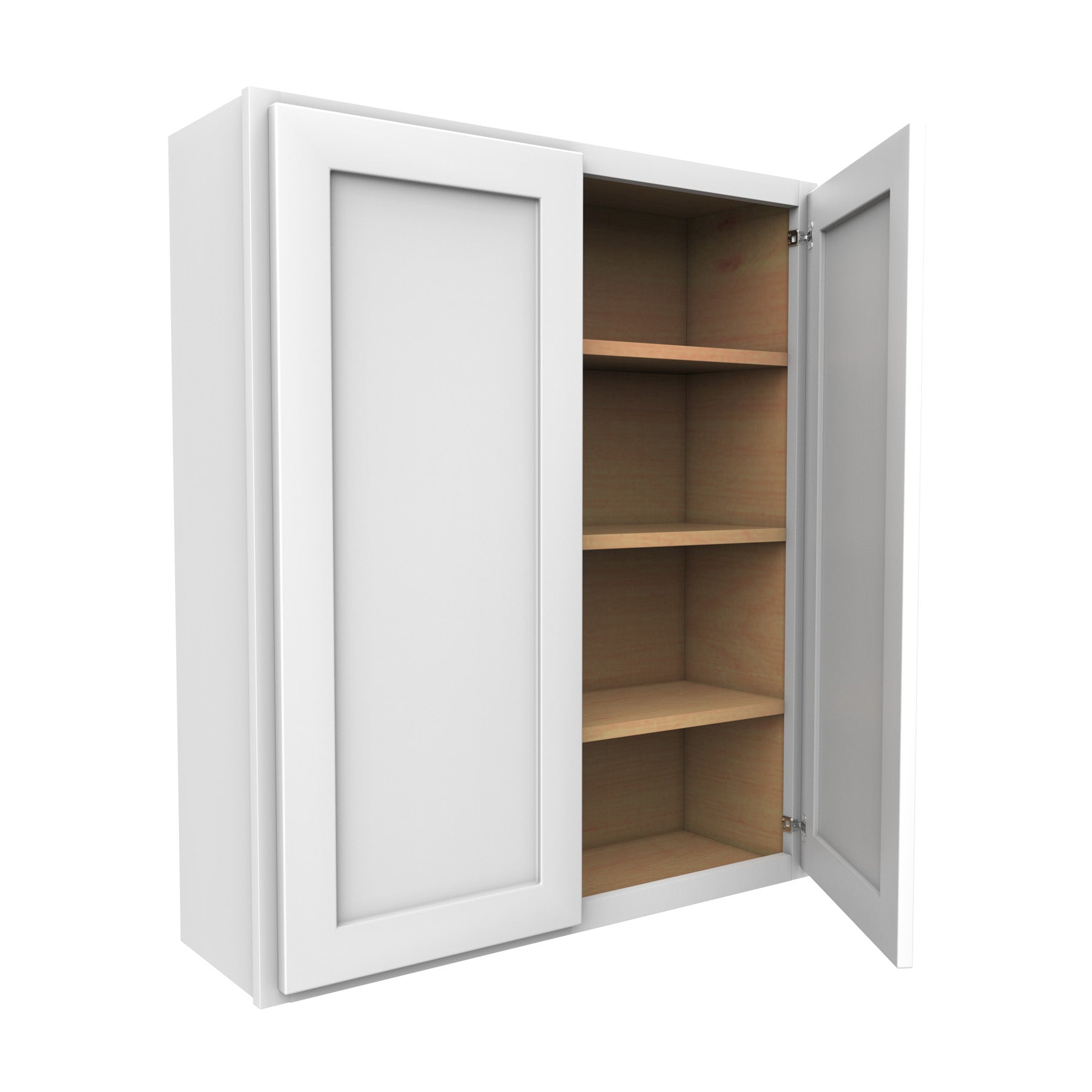 42 Inch High Double Door Wall Cabinet - Luxor White Shaker - Ready To Assemble, 36"W x 42"H x 12"D