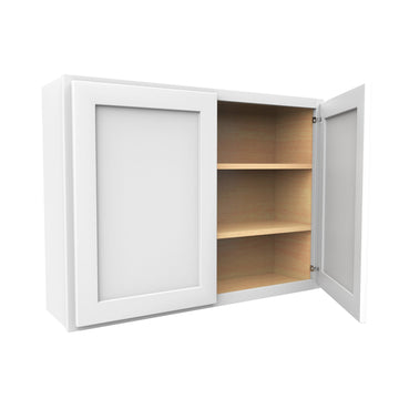30 Inch High Double Door Wall Cabinet - Luxor White Shaker- Ready To Assemble, 42