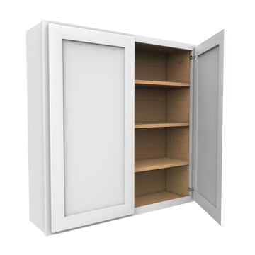 42 Inch High Double Door Wall Cabinet - Luxor White Shaker- Ready To Assemble, 42"W x 42"H x 12"D
