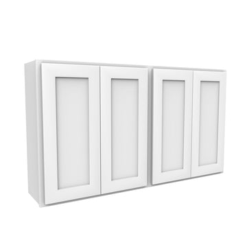 30 Inch High 4 Door Wall Cabinet - Luxor White Shaker - Ready To Assemble, 54
