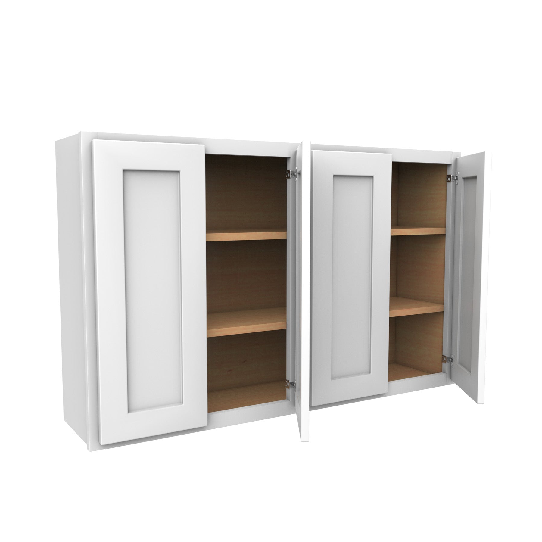 30 Inch High 4 Door Wall Cabinet - Luxor White Shaker - Ready To Assemble, 48"W x 30"H x 12"D