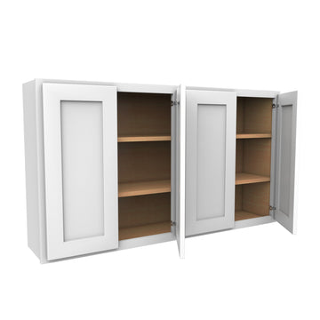 30 Inch High 4 Door Wall Cabinet - Luxor White Shaker - Ready To Assemble, 54"W x 30"H x 12"D