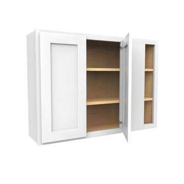 30 Inch High Blind Wall Cabinet - Luxor White Shaker - Ready To Assemble, 42"W x 30"H x 12"D