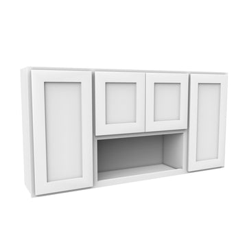 30 Inch High 4 Door Wall Cabinet - Luxor White Shaker - Ready To Assemble, 60
