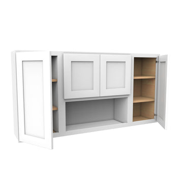 30 Inch High 4 Door Wall Cabinet - Luxor White Shaker - Ready To Assemble, 60"W x 30"H x 12"D