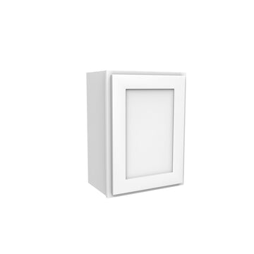 24 Inch High Single Door Wall Cabinet - Luxor White Shaker - Ready To Assemble, 18