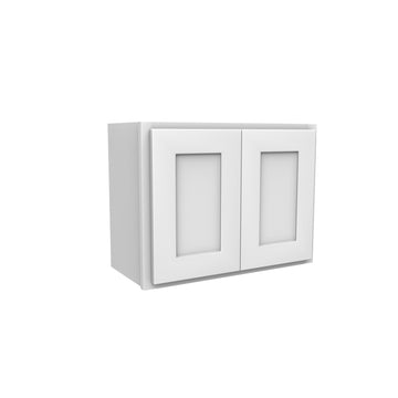 18 Inch High Double Door Wall Cabinet - Luxor White Shaker - Ready To Assemble, 24