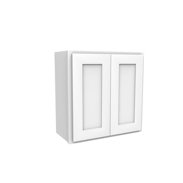 24 Inch High Double Door Wall Cabinet - Luxor White Shaker - Ready To Assemble, 24