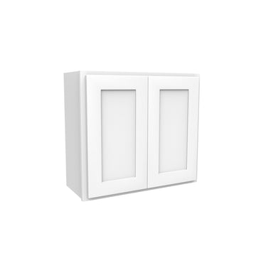 24 Inch High Double Door Wall Cabinet - Luxor White Shaker - Ready To Assemble, 27