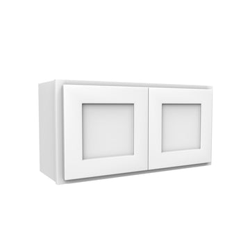 15 Inch High Double Door Wall Cabinet - Luxor White Shaker - Ready To Assemble, 30