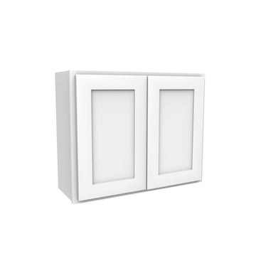 24 Inch High Double Door Wall Cabinet - Luxor White Shaker - Ready To Assemble, 30