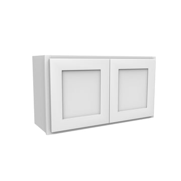18 Inch High Double Door Wall Cabinet - Luxor White Shaker - Ready To Assemble, 33