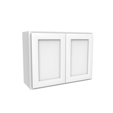 24 Inch High Double Door Wall Cabinet - Luxor White Shaker - Ready To Assemble, 33