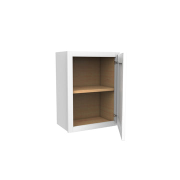 24 Inch High Single Door Wall Cabinet - Luxor White Shaker - Ready To Assemble, 18
