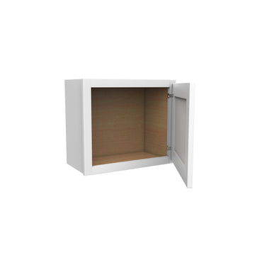 18 Inch High Single Door Wall Cabinet - Luxor White Shaker - Ready To Assemble, 21"W x 18"H x 12"D