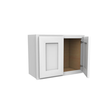 18 Inch High Double Door Wall Cabinet - Luxor White Shaker - Ready To Assemble, 24