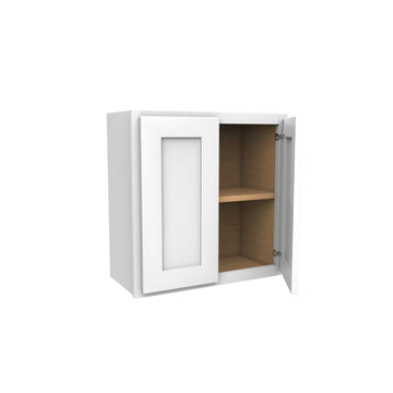 24 Inch High Double Door Wall Cabinet - Luxor White Shaker - Ready To Assemble, 24"W x 24"H x 12"D