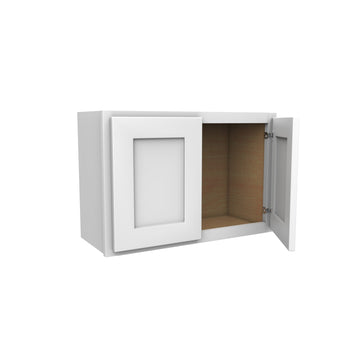 18 Inch High Double Door Wall Cabinet - Luxor White Shaker - Ready To Assemble, 27"W x 18"H x 12"D