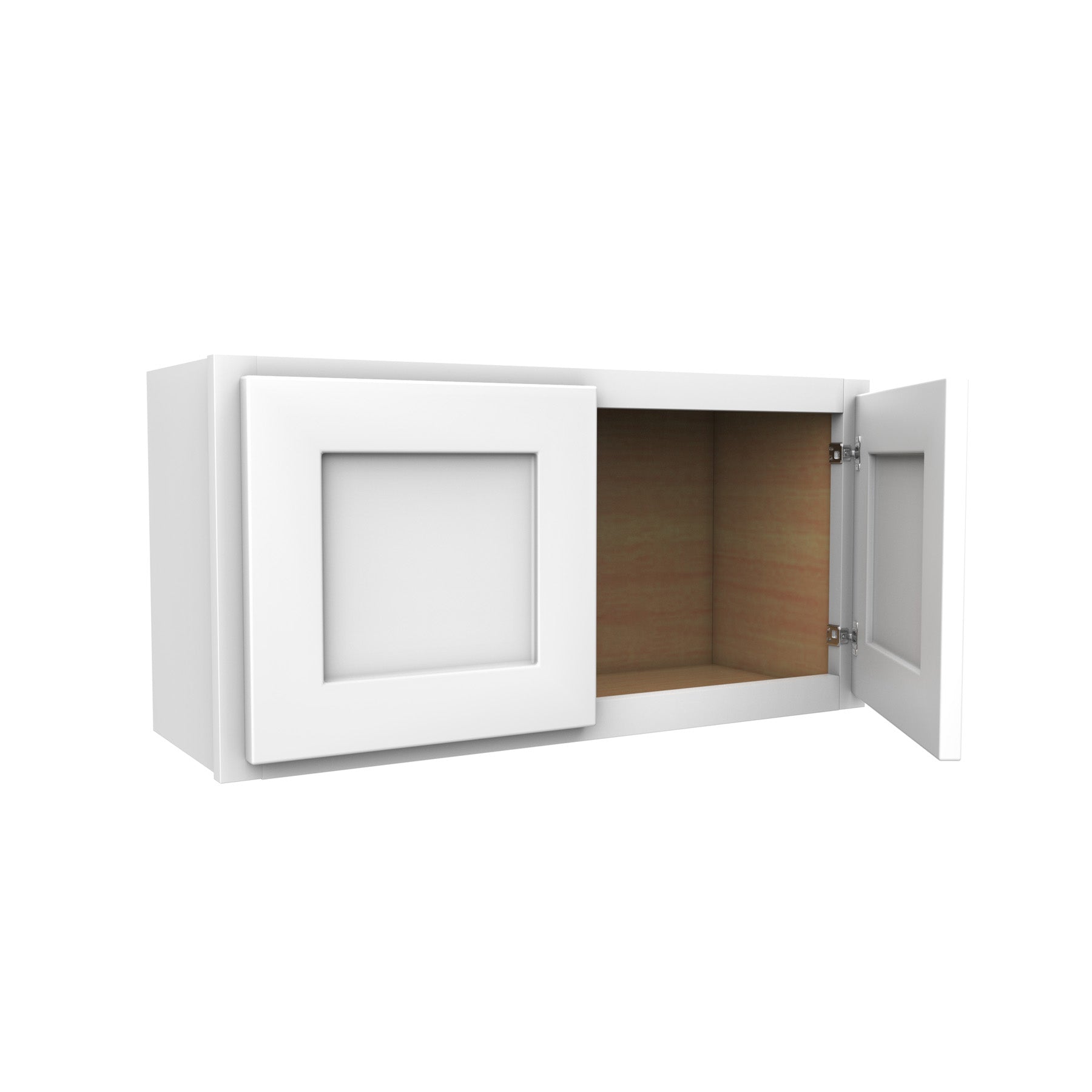 15 Inch High Double Door Wall Cabinet - Luxor White Shaker - Ready To Assemble, 30"W x 15"H x 12"D