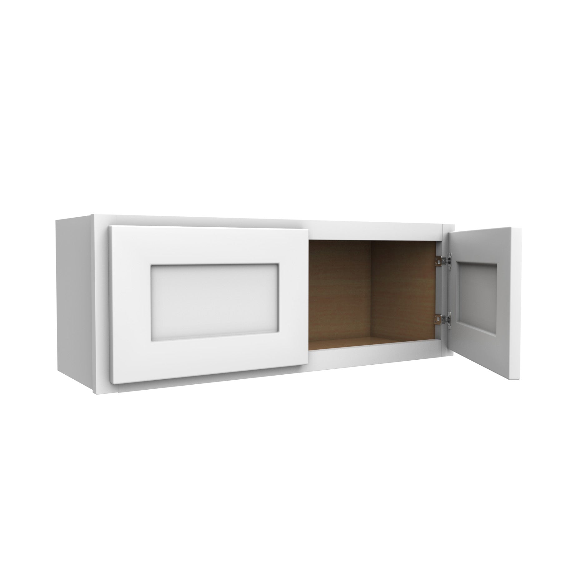 12 Inch High Double Door Wall Cabinet - Luxor White Shaker - Ready To Assemble, 33"W x 12"H x 12"D
