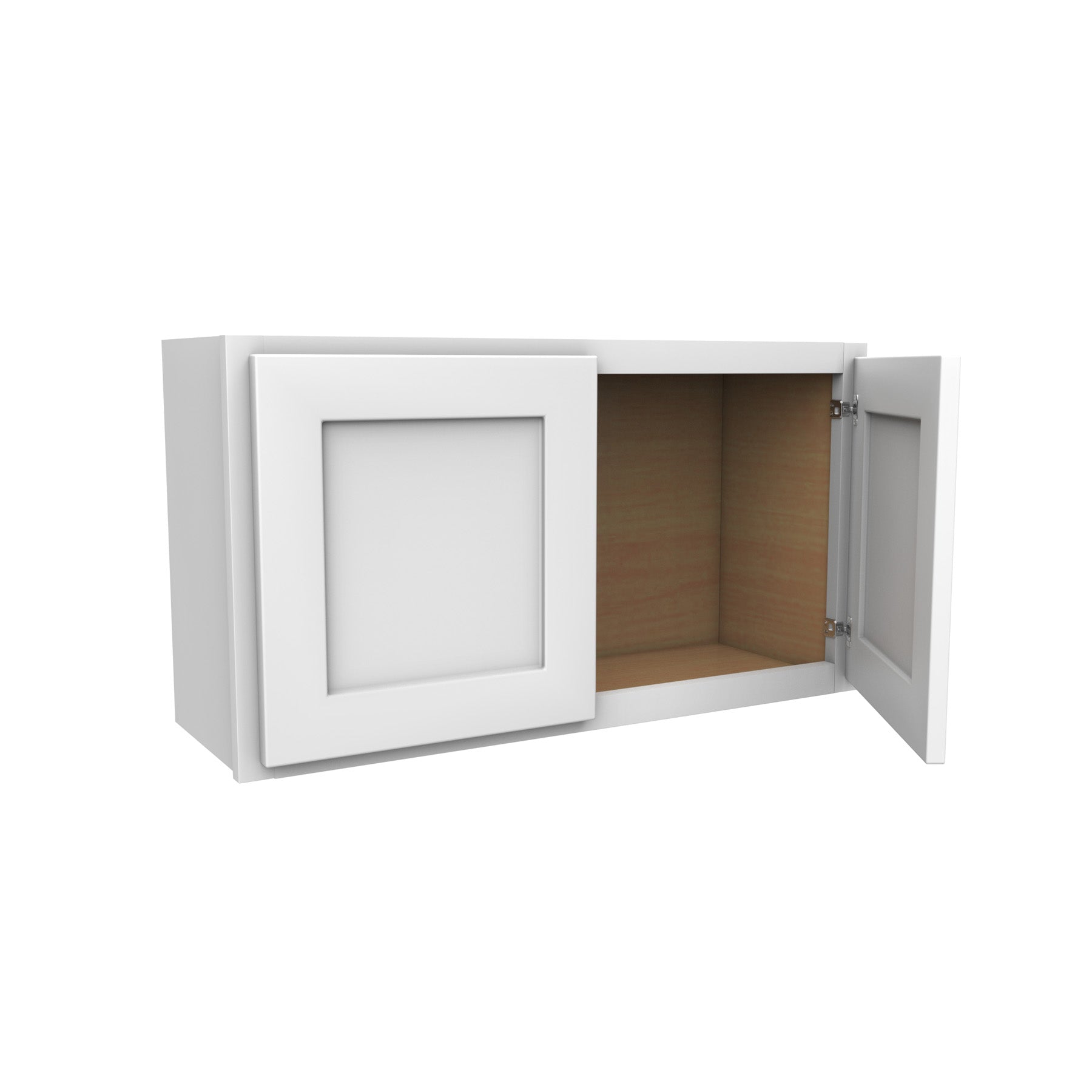 18 Inch High Double Door Wall Cabinet - Luxor White Shaker - Ready To Assemble, 33"W x 18"H x 12"D