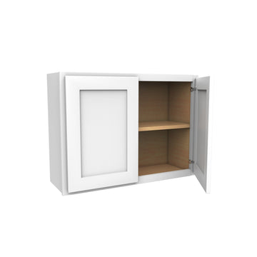 24 Inch High Double Door Wall Cabinet - Luxor White Shaker - Ready To Assemble, 33"W x 24"H x 12"D